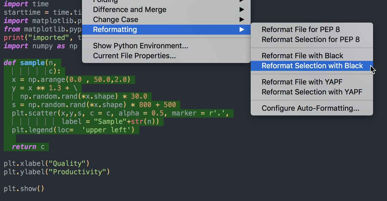 Меню python. Yapf Python. Python Black Formatter. Нужен реформат кода. Autopep8.